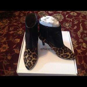 CHICOS leopard haircalf boot Sz 7.5 NWT